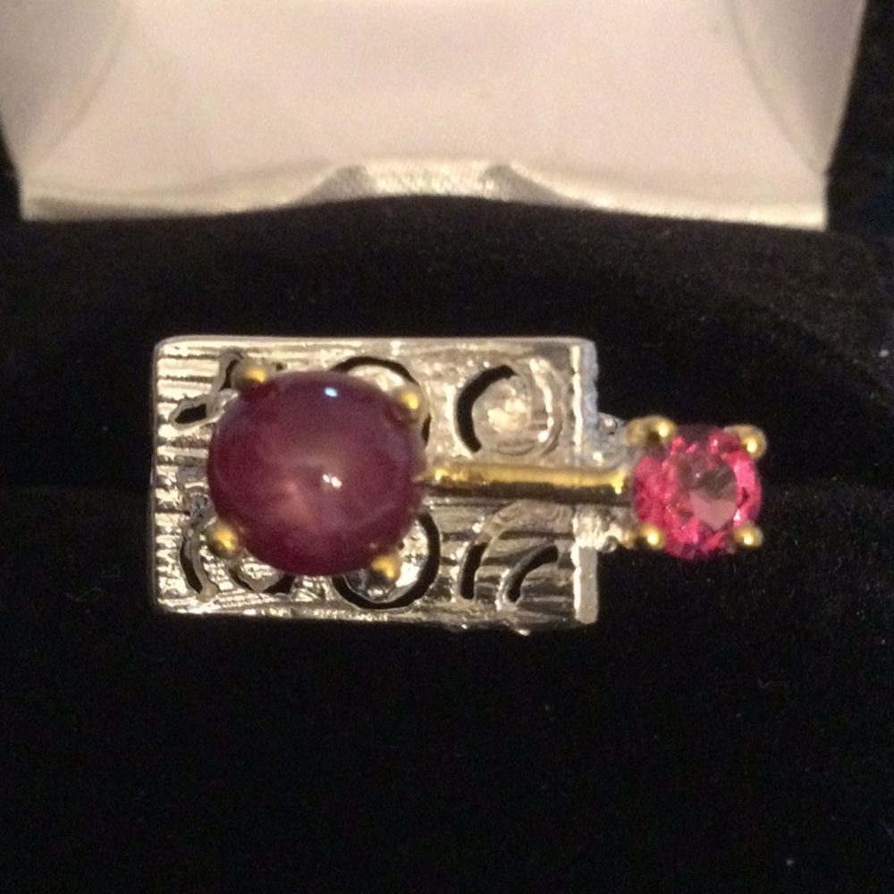 Rare Genuine Star Ruby & Rhodolite Ring, One of a Kind - Picture 8 of 16